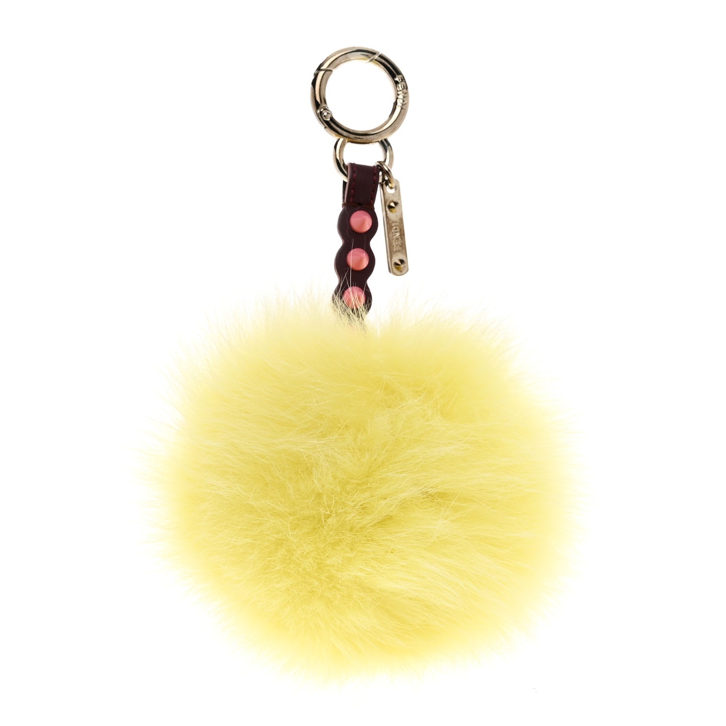 Fox Fur Vitello Dolce Studded Pom Pom Bag Charm Yellow