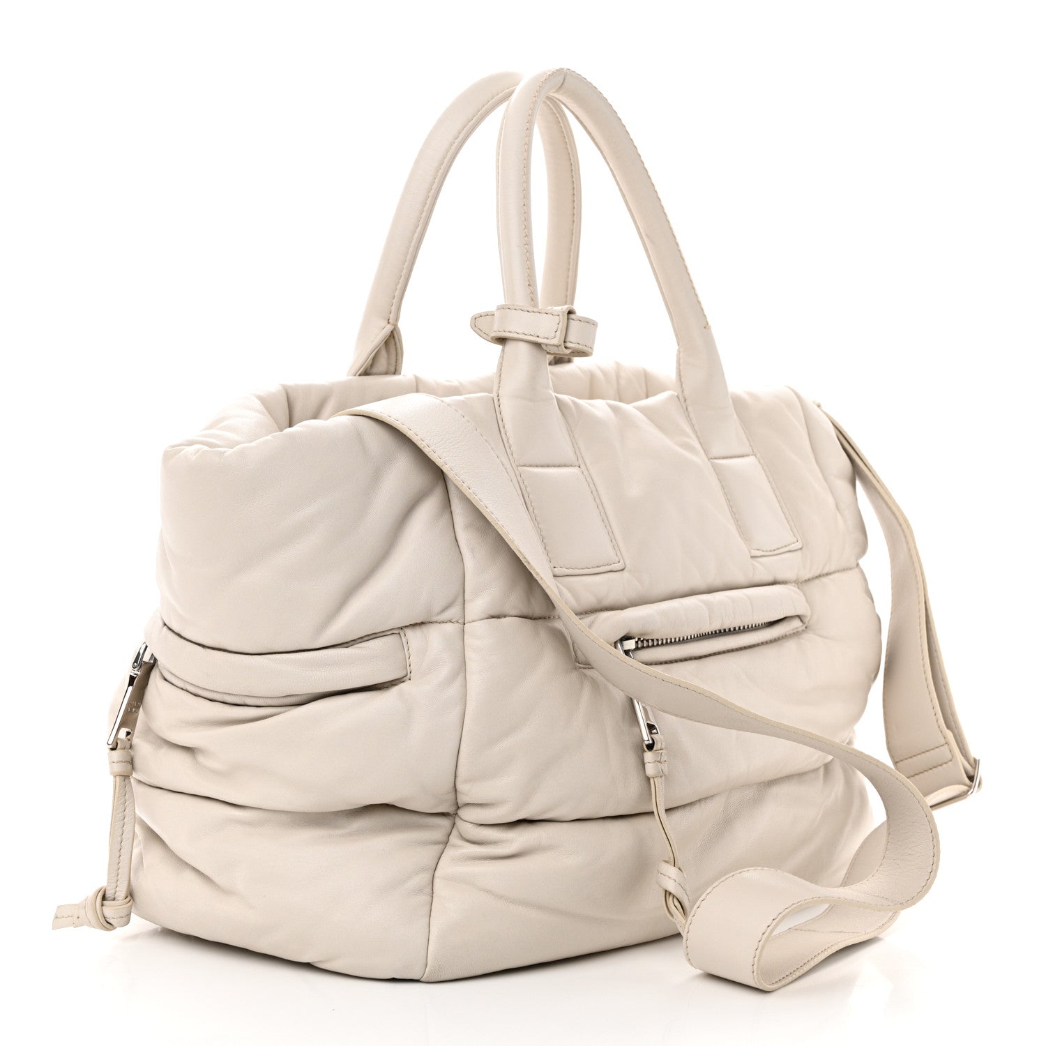Prada Nappa Bomber Tote Bianco 3 of 11