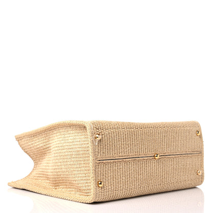 Fendi Straw Vitello King Plexiglass Woven Medium Fendi Sunshine Shopper Tote Natural Black 4 of 10