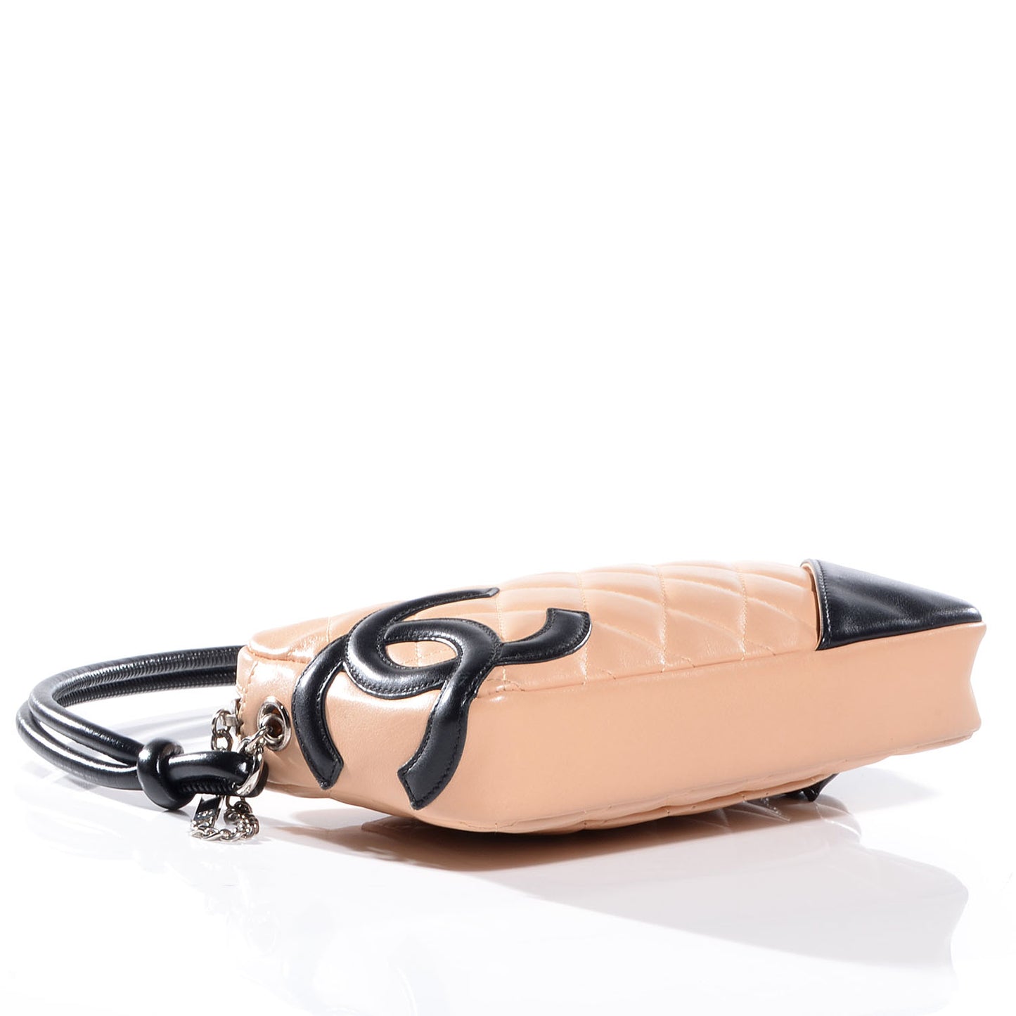 Calfskin Quilted Cambon Pochette Beige Black