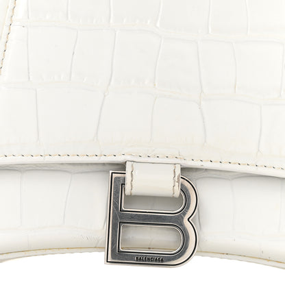 Balenciaga Calfskin Crocodile Embossed Small Hourglass Top Handle Bag White 12 of 15