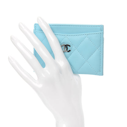 Chanel Lambskin Quilted Card Holder Neon Blue 2 of 9