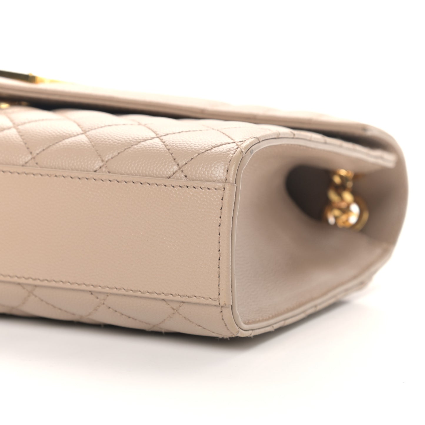 Grain De Poudre Textured Mixed Matelasse Medium Triquilt Monogram Satchel Dark Beige