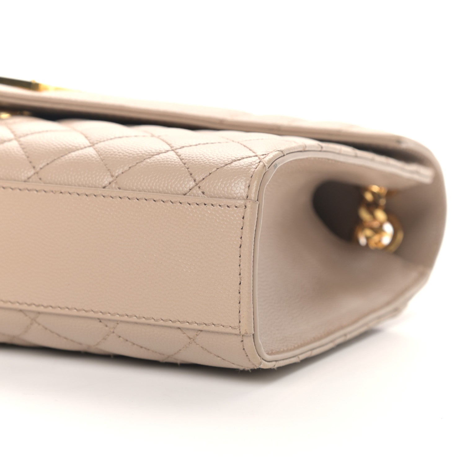 Saint Laurent Grain De Poudre Textured Mixed Matelasse Medium Triquilt Monogram Satchel Dark Beige 8 of 11