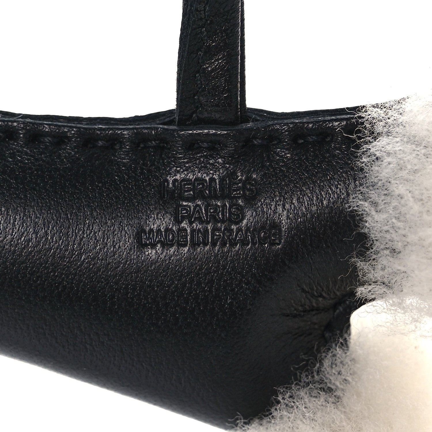 Hermes Milo Lambskin Shearling Budy Charm Black 4 of 5