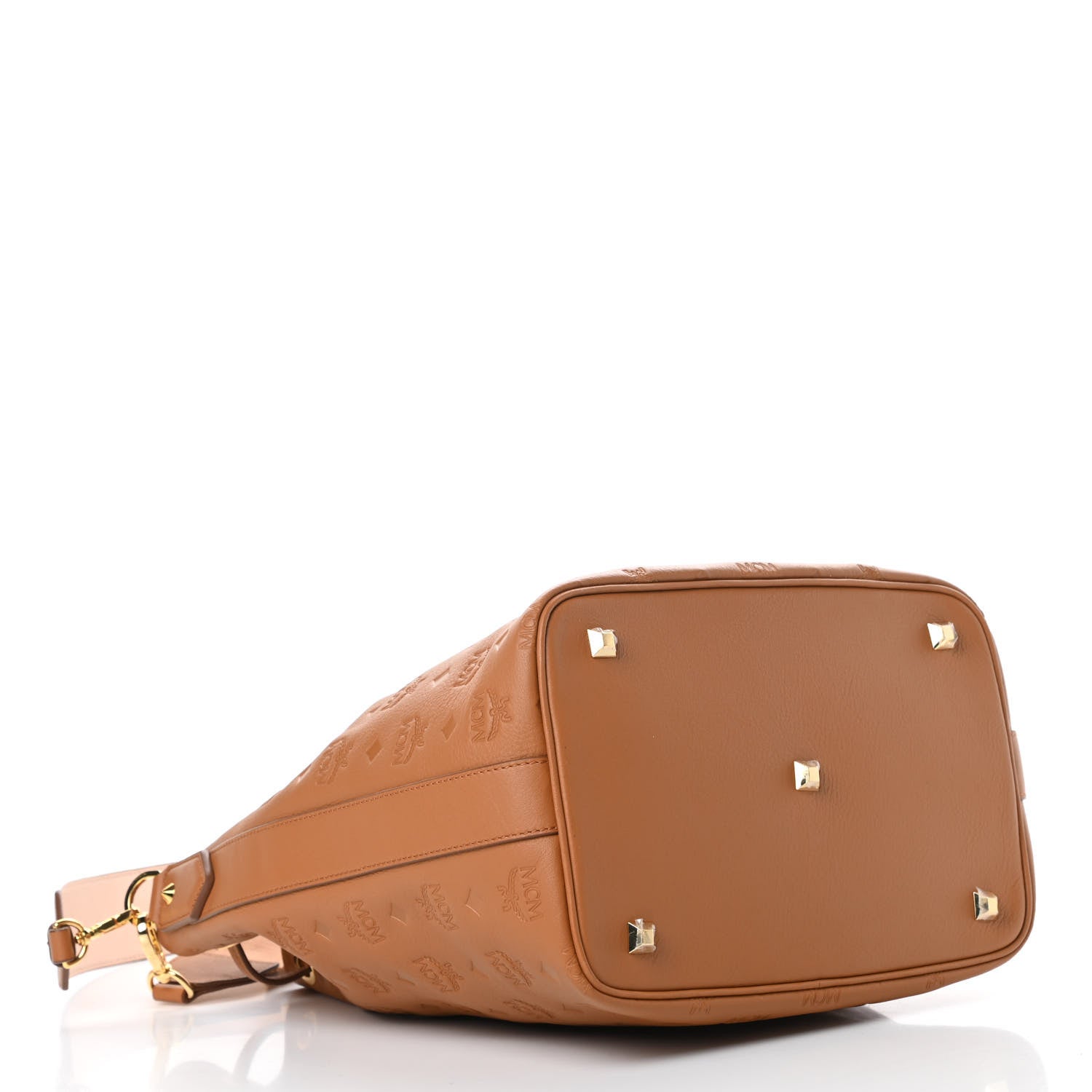 MCM Calfskin Ottomar Monogram Essential Bucket Cognac 4 of 12