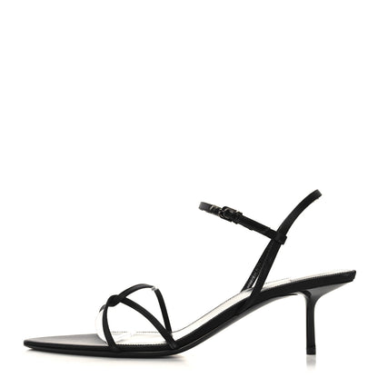 Saint Laurent Crepe Satin Clara 55 Ankle Strap Sandals 41 Black 1 of 8