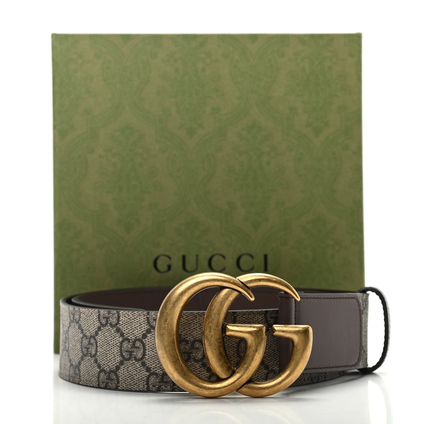 GG Supreme Monogram Matte Plutone Calfskin Double G 40mm Belt 85 34 Beige Ebony New Acero