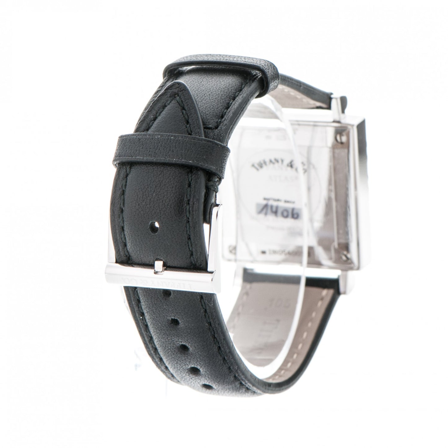 Sterling Silver Calfskin 27mm Atlas Square Quartz Watch