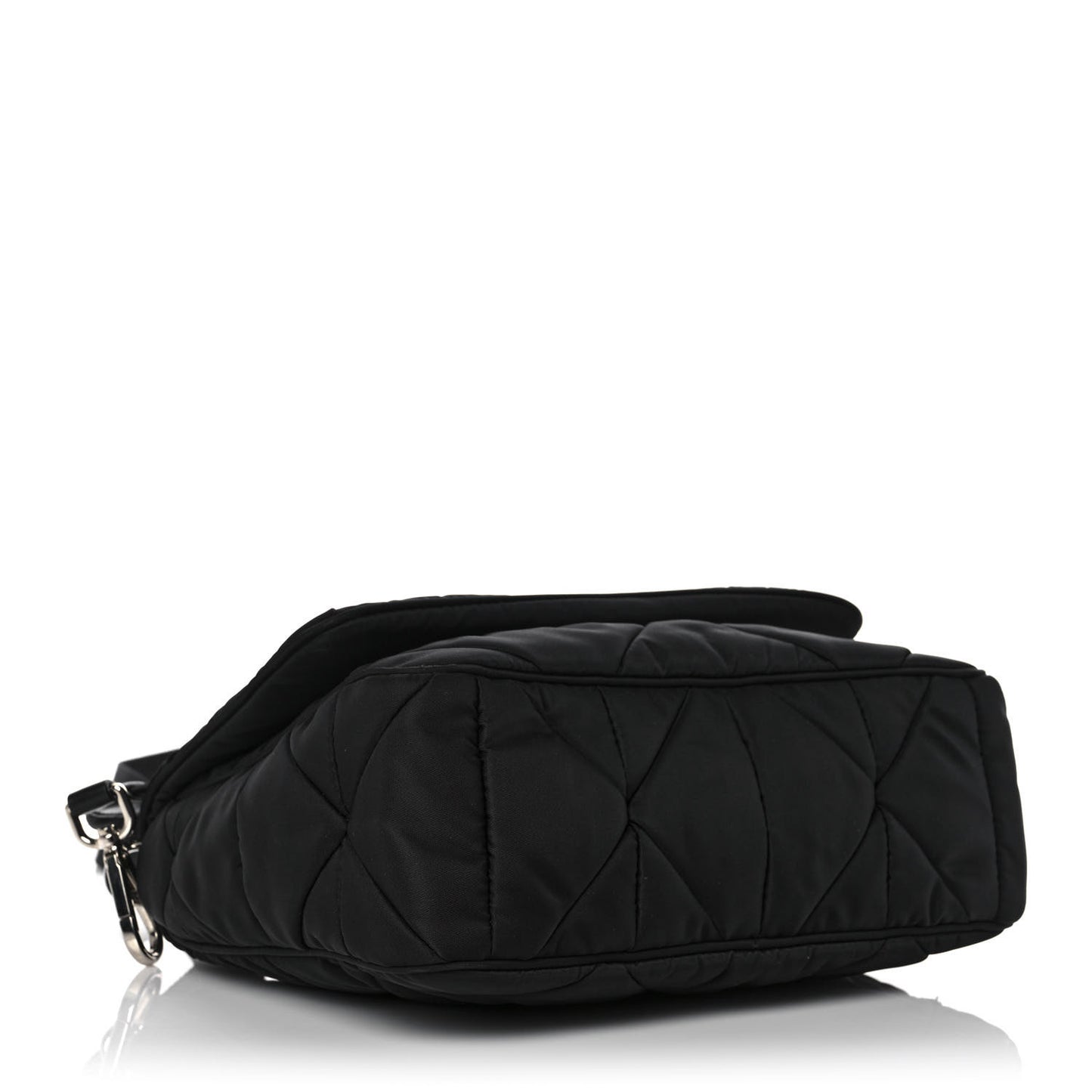 Re-Nylon Quilted Padded Flap Shoulder Bag Black