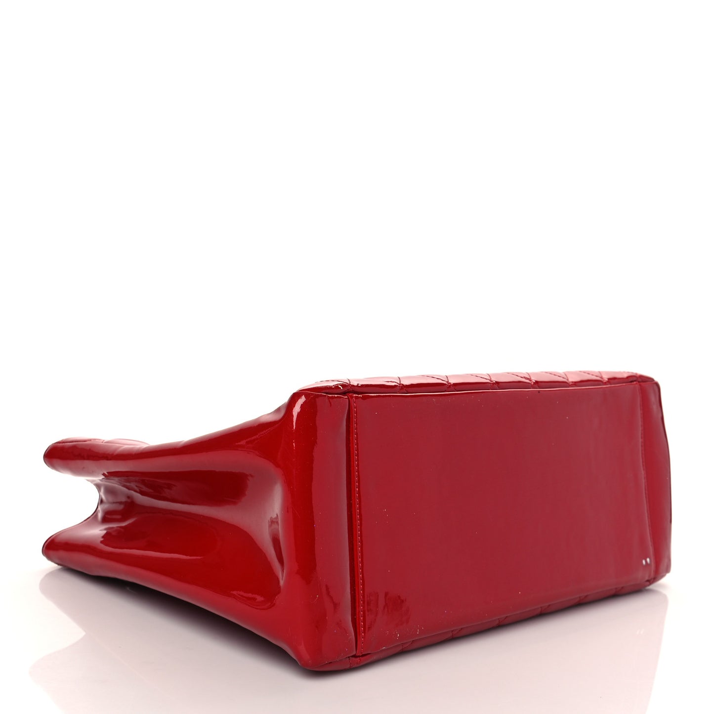 Patent Quilted Grand Shopping Tote GST Red