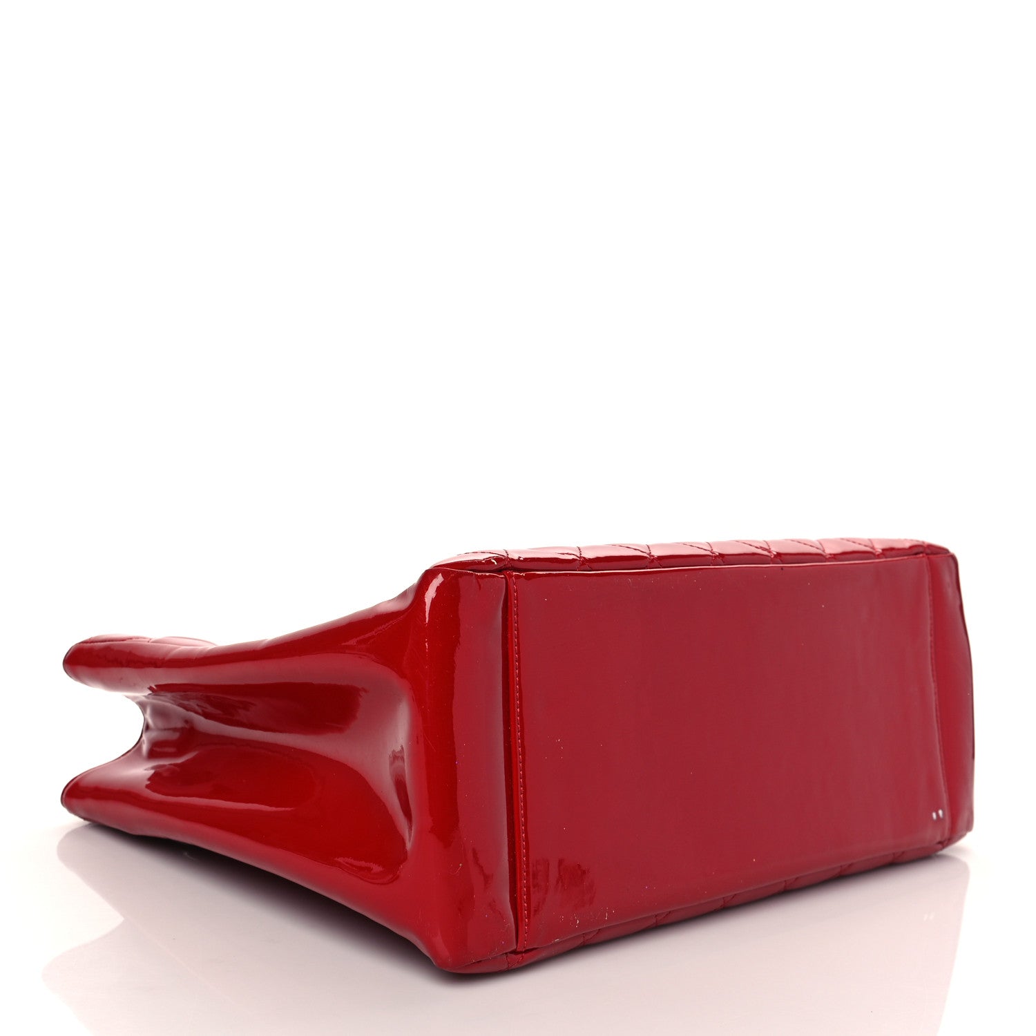 Chanel Patent Quilted Grand Shopping Tote GST Red 3 of 11