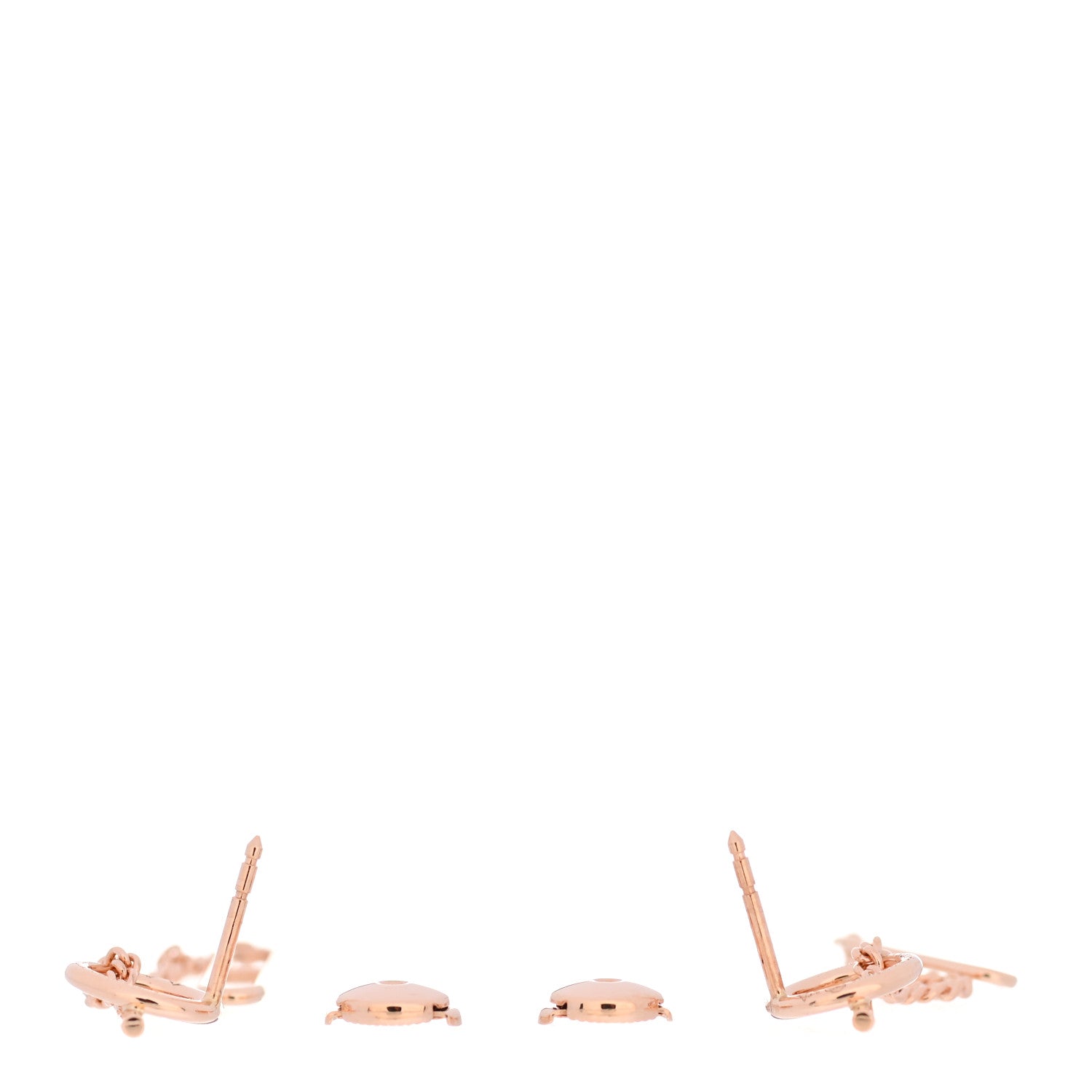 Hermes 18K Rose Gold Echappee Asymmetric Earrings 3 of 6