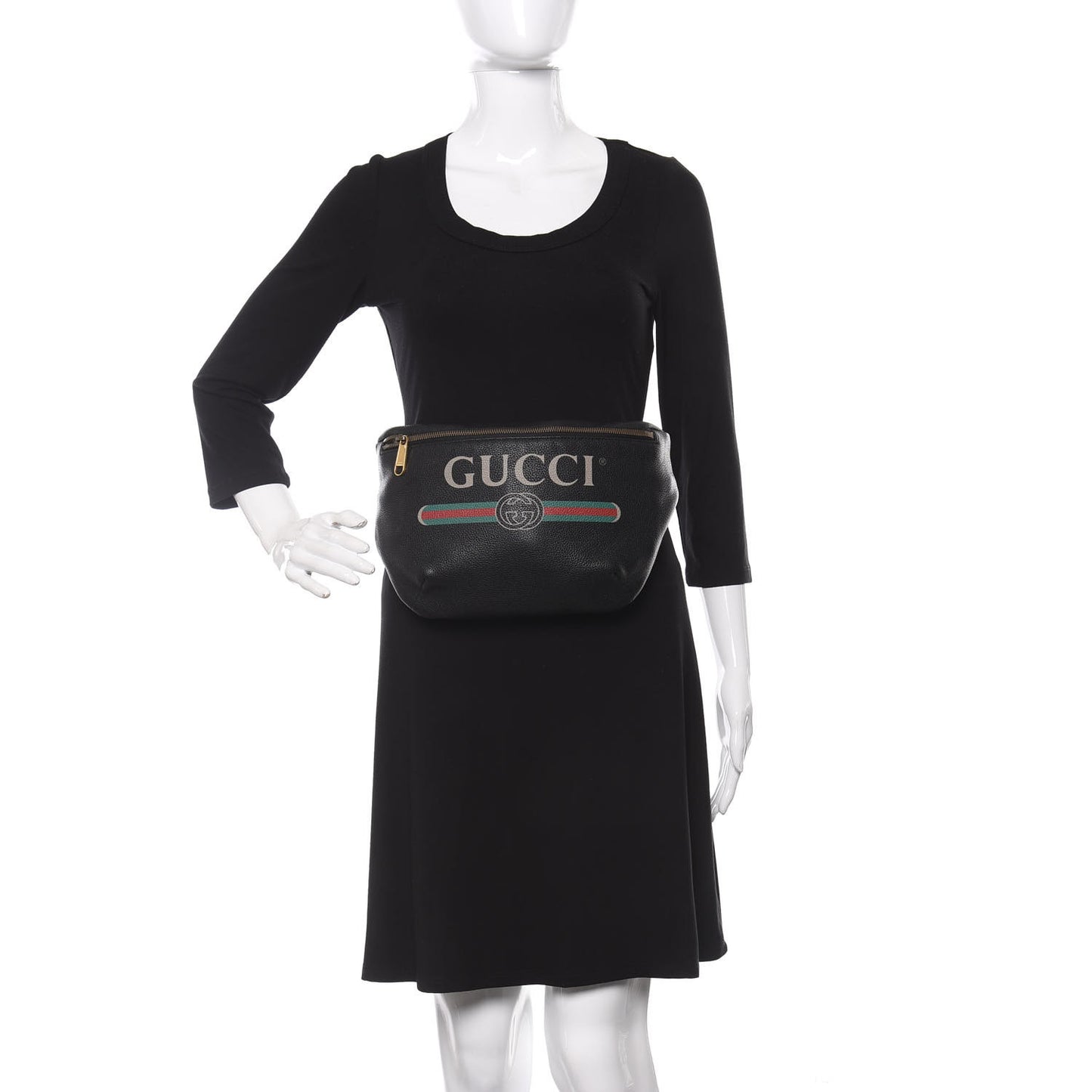 Grained Calfskin Logo Belt Bag Black