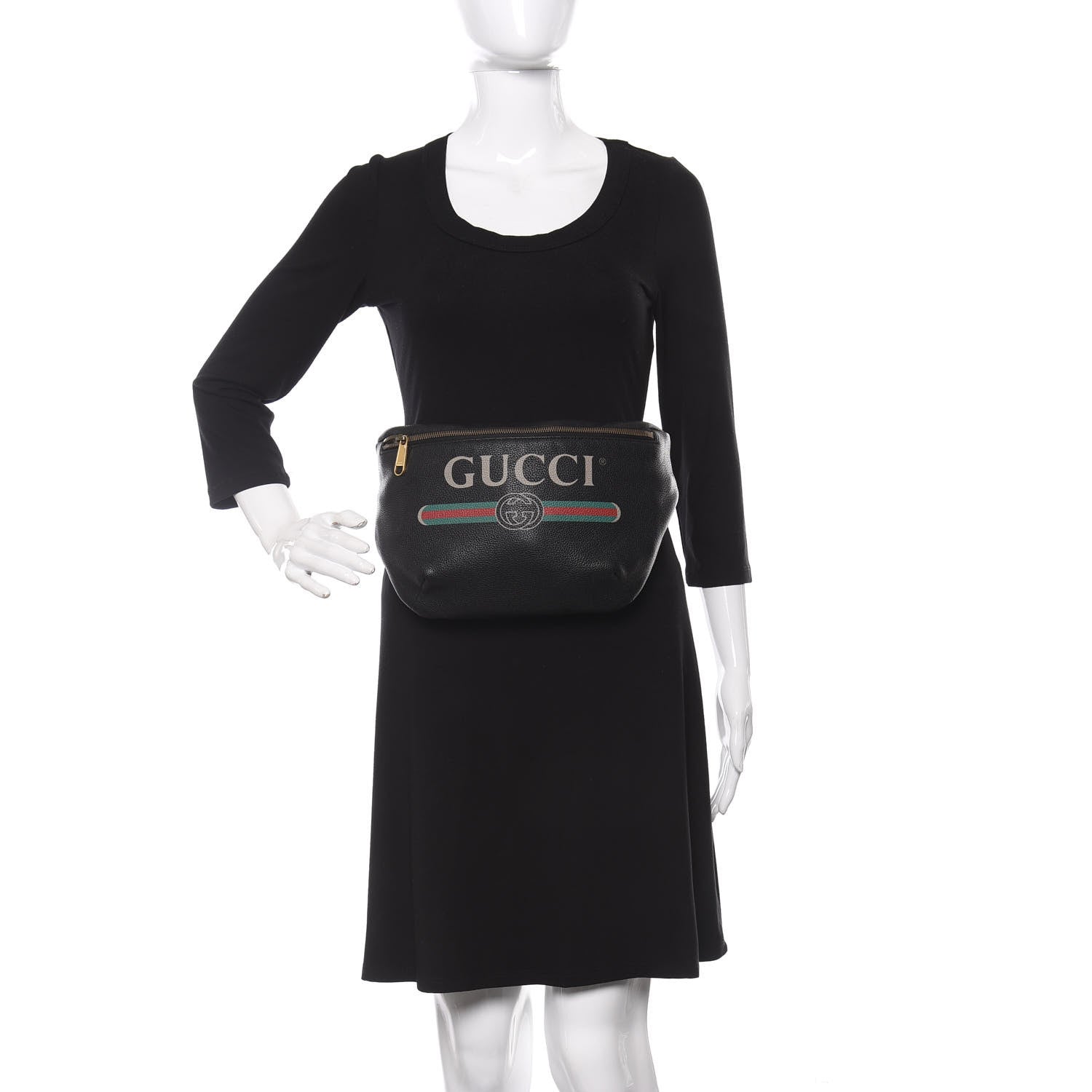 Gucci Grained Calfskin Logo Belt Bag Black 2 of 9