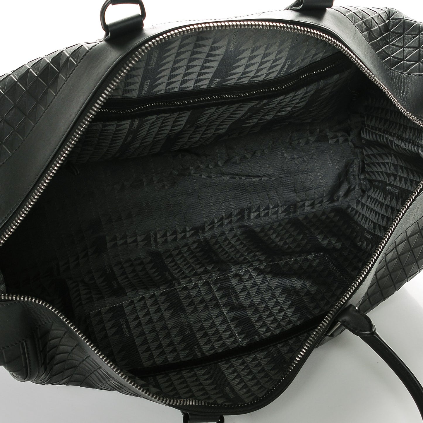 Calfskin Triangle Embossed Travel Bag Black