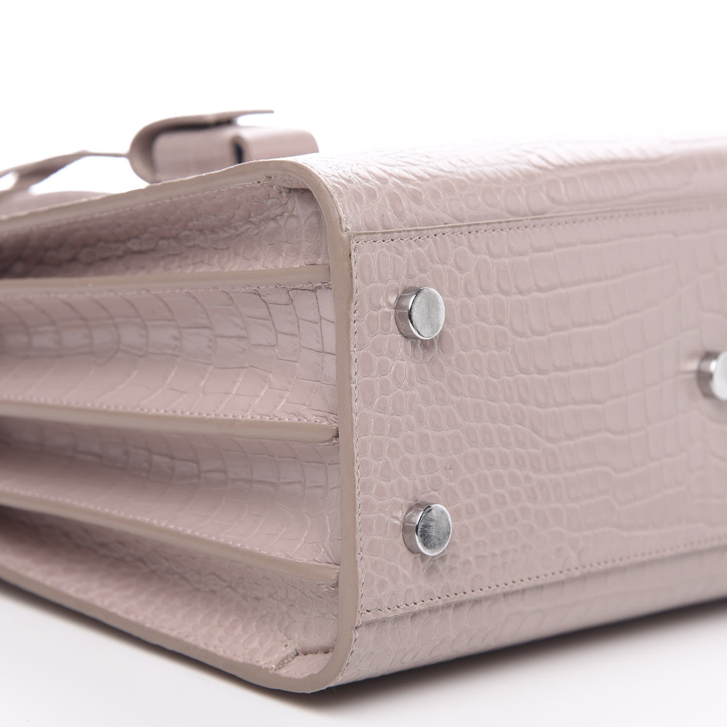 Saint Laurent Calfskin Crocodile Embossed Baby Sac De Jour Rose Antic 10 of 12