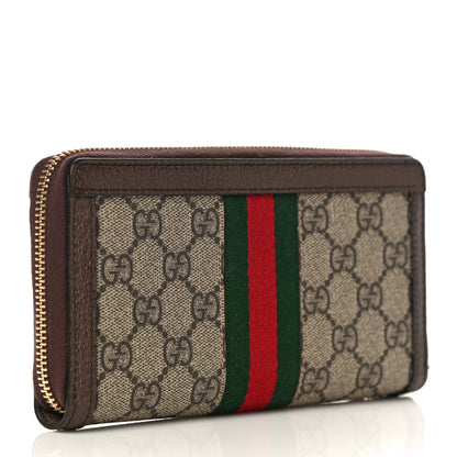 Gucci GG Supreme Monogram Web Ophidia Zip Around Wallet Brown 3 of 10