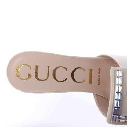 Gucci Malaga Kid Crystal Square G Madelyn Mules 39 Vintage White 7 of 9