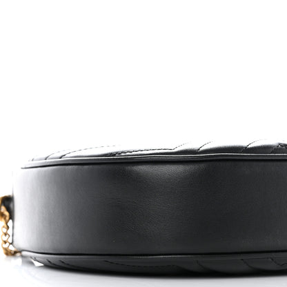 Gucci Calfskin Matelasse Chevron Mini GG Marmont Half Moon Hobo Black 9 of 10