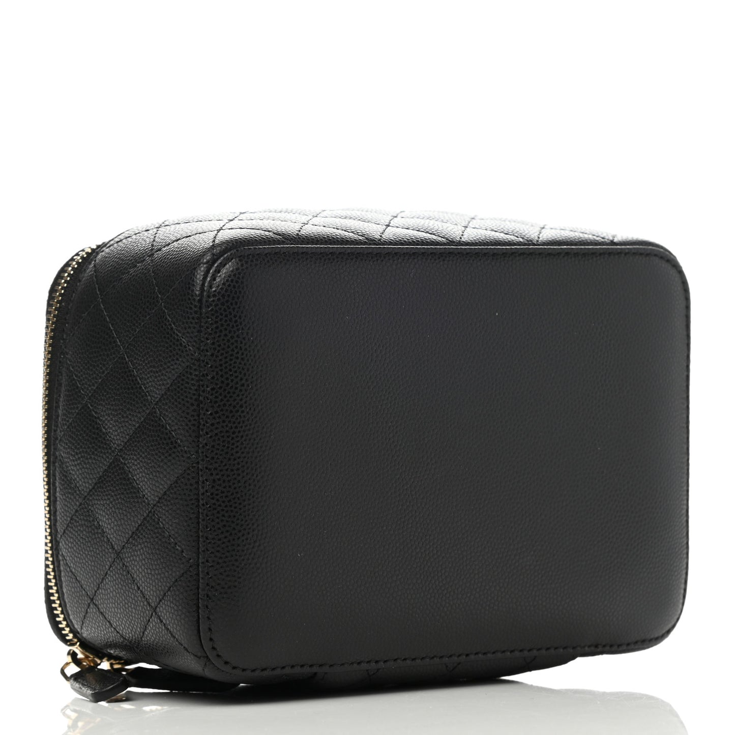 Caviar Quilted Top Handle Jewelry Case Black