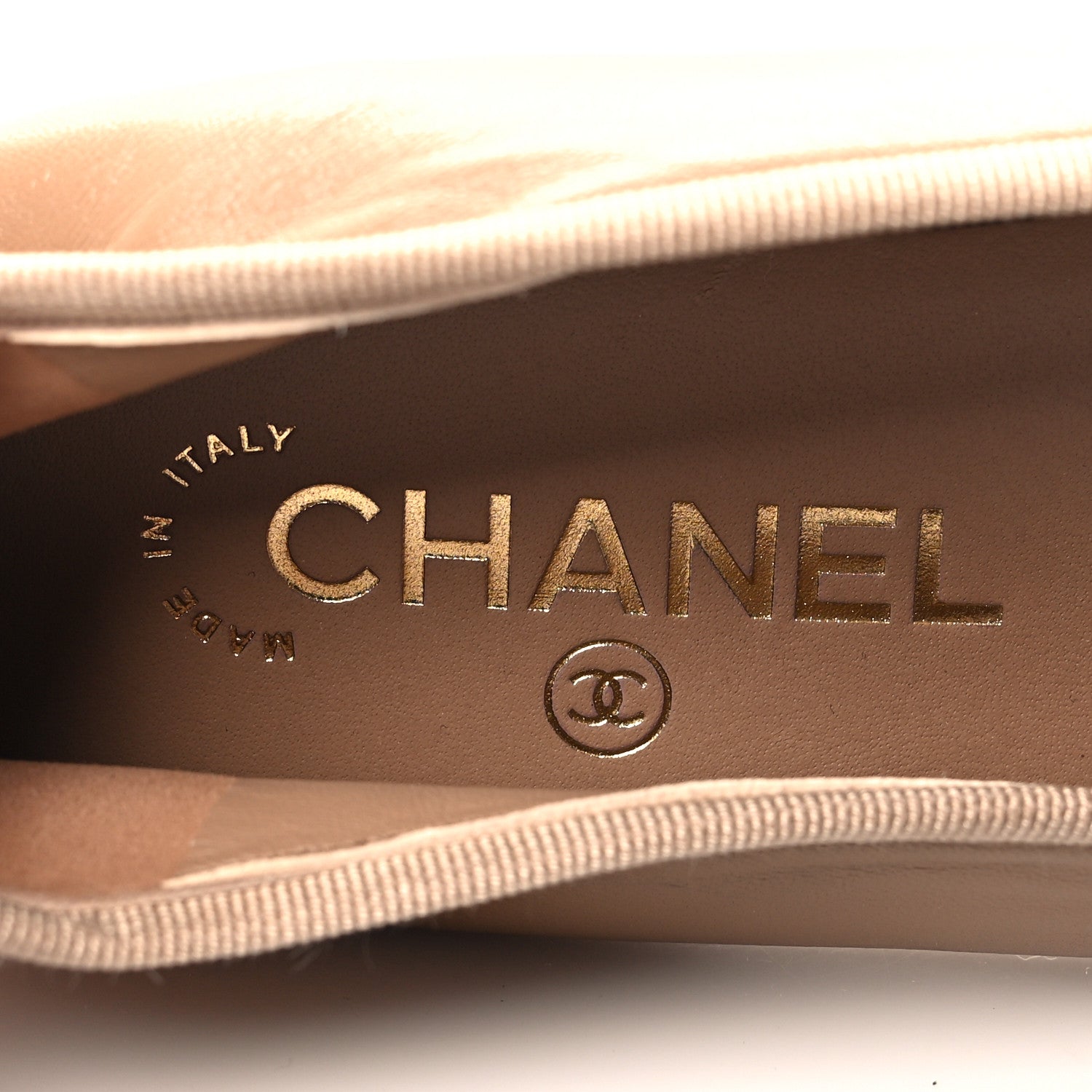 Chanel Lambskin Cap Toe CC Ballerina Flats 37 Beige Black 8 of 9
