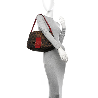 Fendi Zucca Enamel Big Forever Mama Baguette Tobacco Rosso 2 of 18