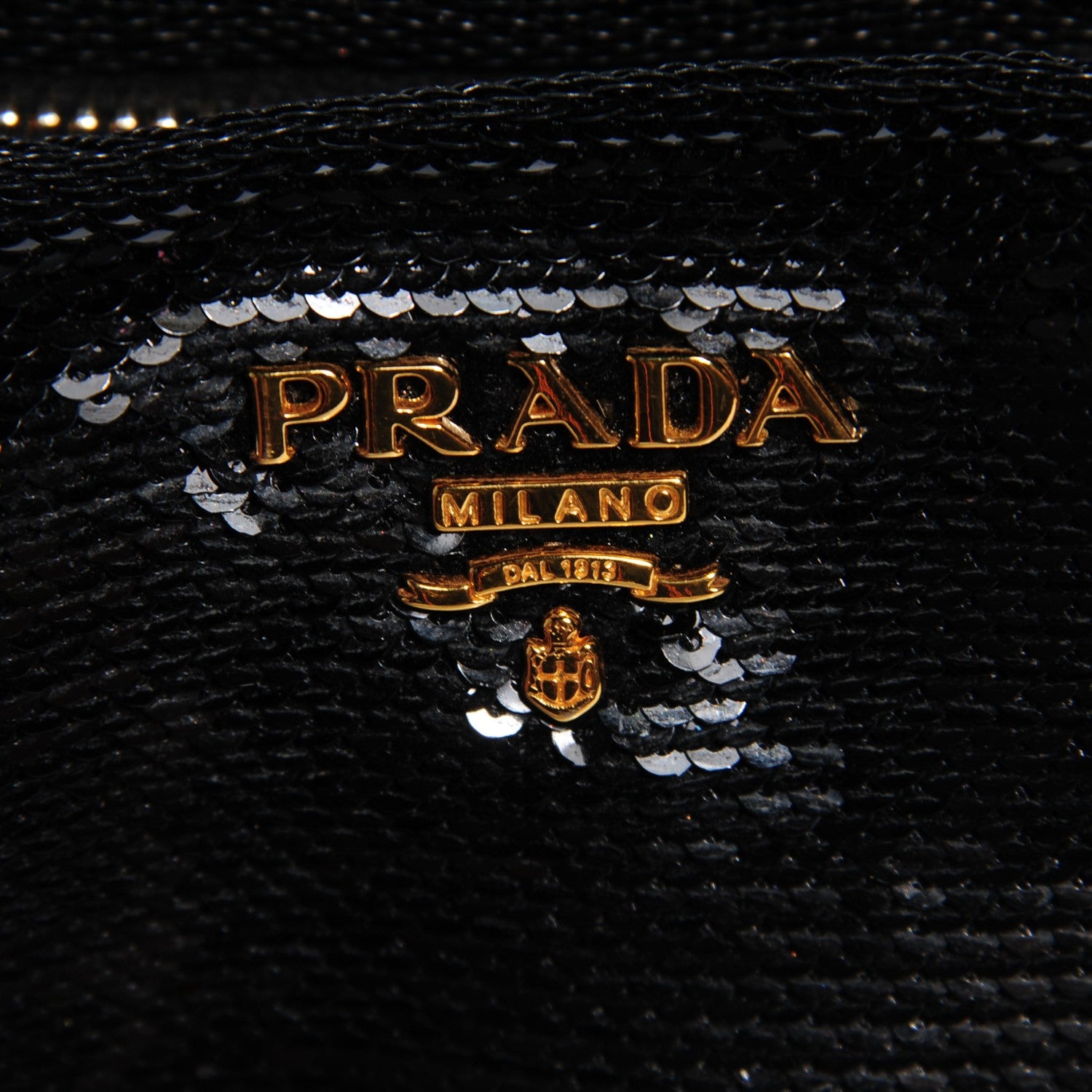 Prada Sequin Fabric Wristlet Clutch Black 5 of 9