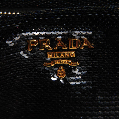Prada Sequin Fabric Wristlet Clutch Black 5 of 9