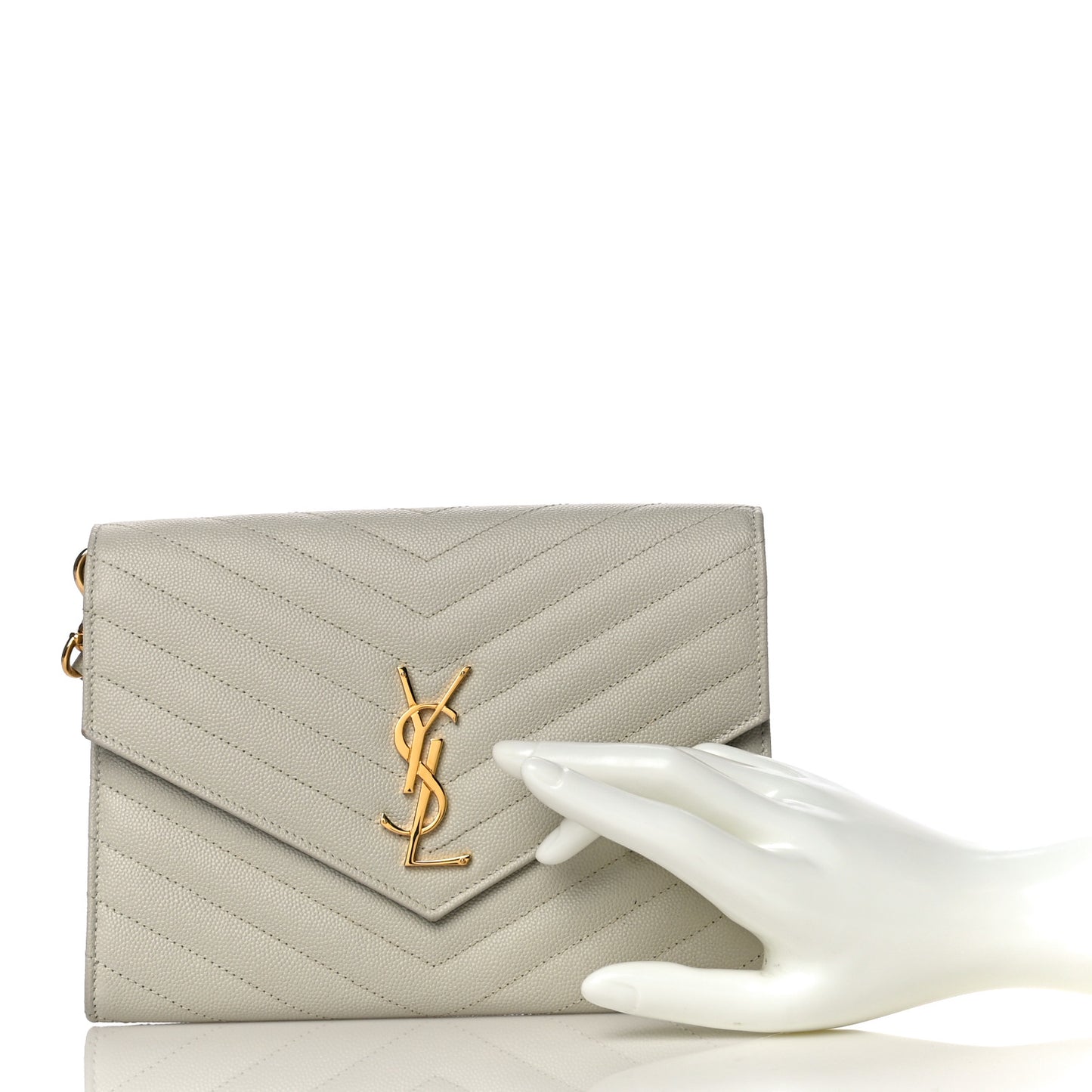 Grain De Poudre Matelasse Chevron Monogram Envelope Clutch Blanc Vintage