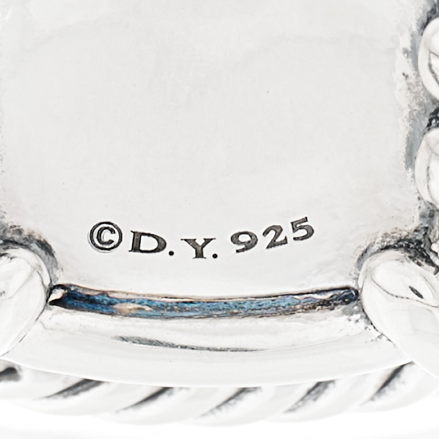 David Yurman Sterling Silver Diamond Hampton Blue Topaz 14mm Chatelaine Pave Bezel Ring 54 6.75 4 of 6