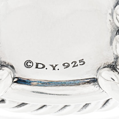David Yurman Sterling Silver Diamond Hampton Blue Topaz 14mm Chatelaine Pave Bezel Ring 54 6.75 4 of 6