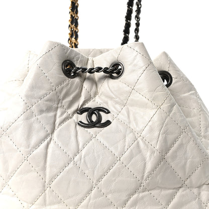 Chanel Aged Calfskin Quilted Gabrielle Backpack Black White 8 of 10