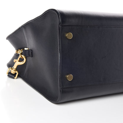 Saint Laurent Calfskin Medium Monogram Cabas Navy 10 of 12
