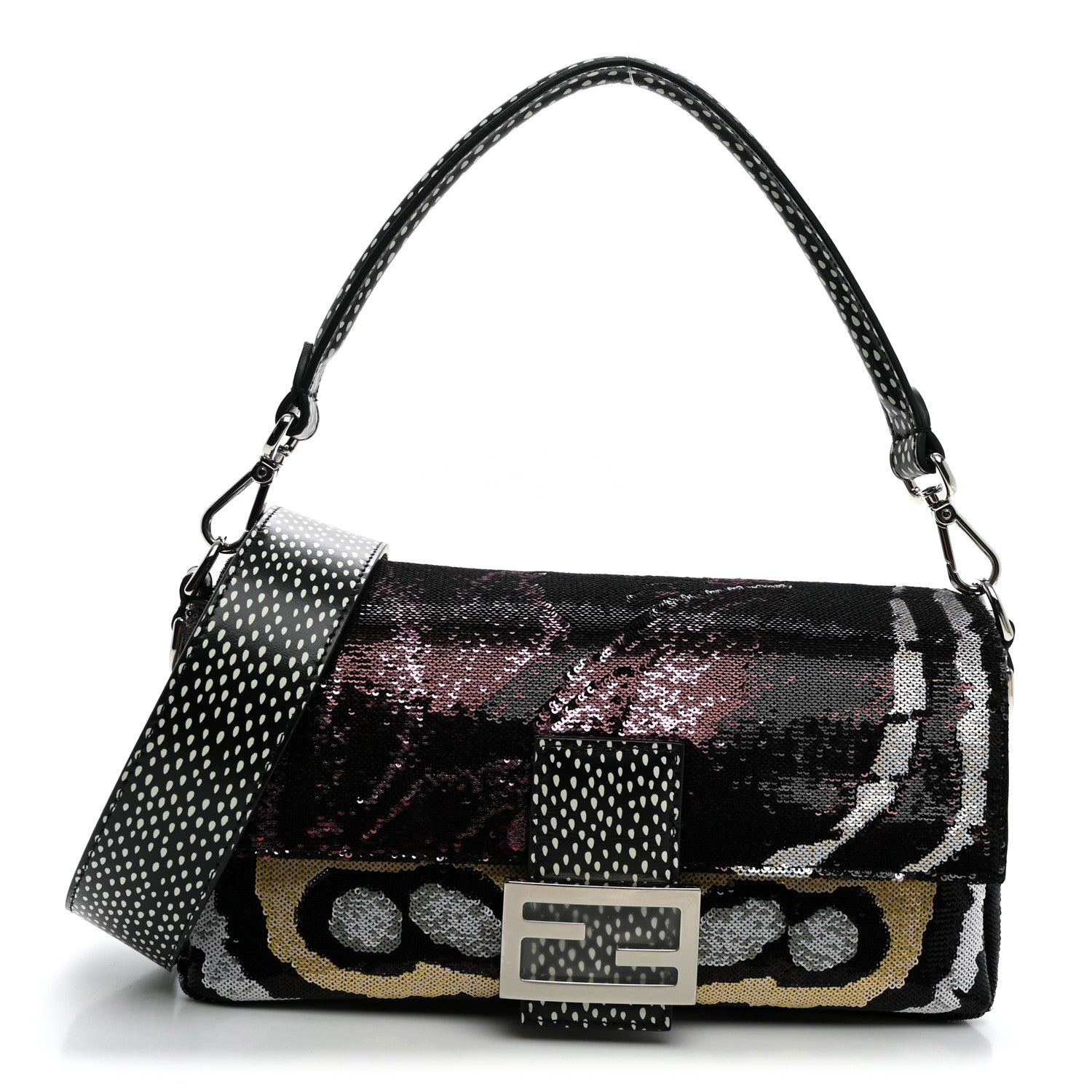 Fendi Night Butterfly Sequin Baguette Black Multicolor 1 of 9