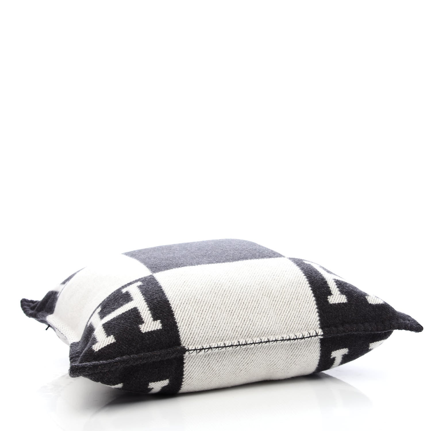 Hermes Wool Cashmere Avalon Pillow PM Ecru Gris Fonce 4 of 8