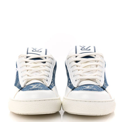 Louis Vuitton Calfskin Monogram Denim Womens Charlie Sneakers 36 White Blue 3 of 11