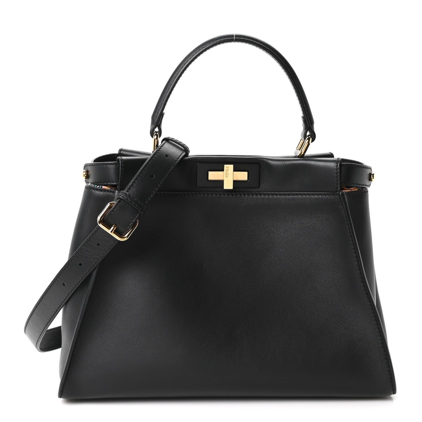 Calfskin Velvet Fun Fair Medium Peekaboo Iconic Satchel Black Tobacco Multicolor