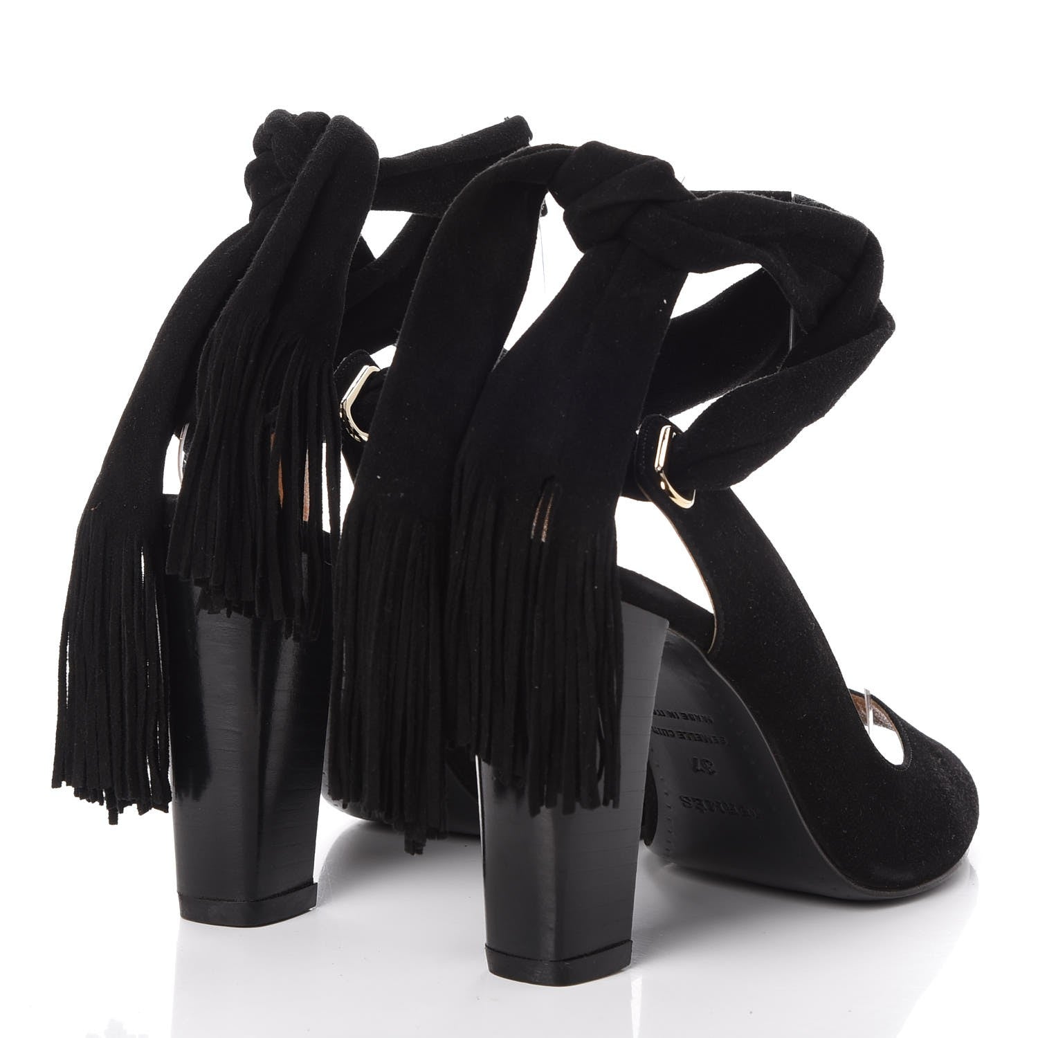 Hermes Suede Niagara Pumps 37 Black 4 of 10