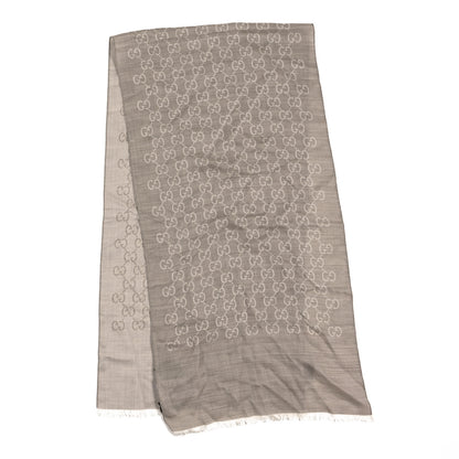 Gucci Wool Silk GG Monogram GGNat Scarf Sand 2 of 3
