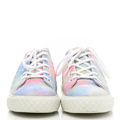 Chanel Printed Canvas CC Sneakers 35 Green Pink Blue White 2 of 9