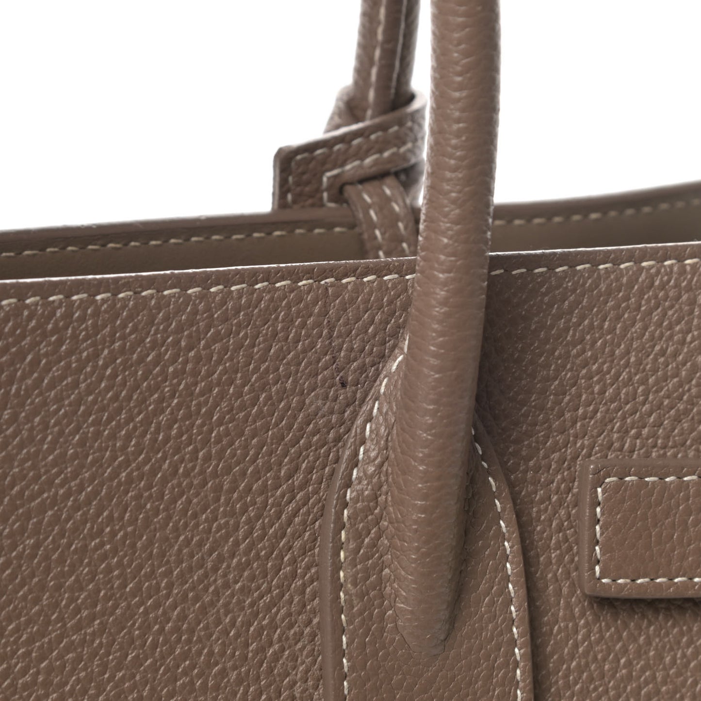 Grained Calfskin Topstich Baby Sac De Jour Taupe