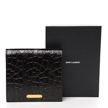 Saint Laurent Calfskin Crocodile Embossed Wallet Black 5 of 5