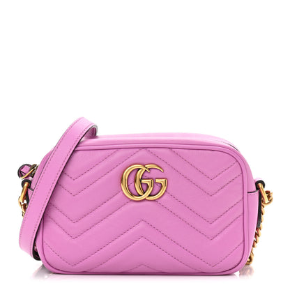 Gucci Calfskin Matelasse Mini GG Marmont Chain Shoulder Bag Candy Mousse 1 of 10