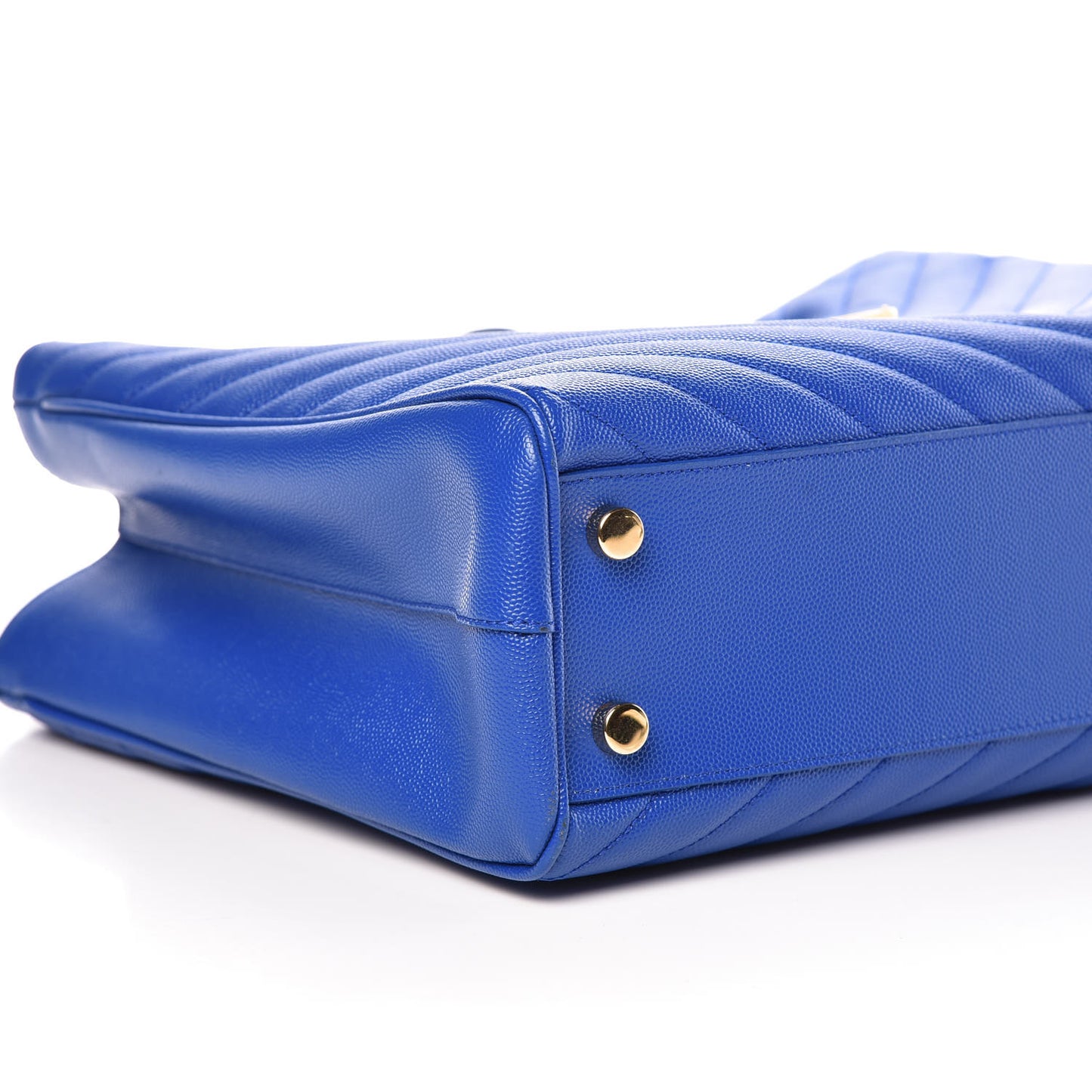 Grain De Poudre Matelasse Chevron Monogram Shopping Bag Blue Majorelle