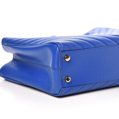 Saint Laurent Grain De Poudre Matelasse Chevron Monogram Shopping Bag Blue Majorelle 7 of 9