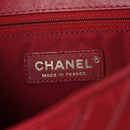 Chanel Calfskin Chevron Quilted Top Handle Flap Red 6 of 11