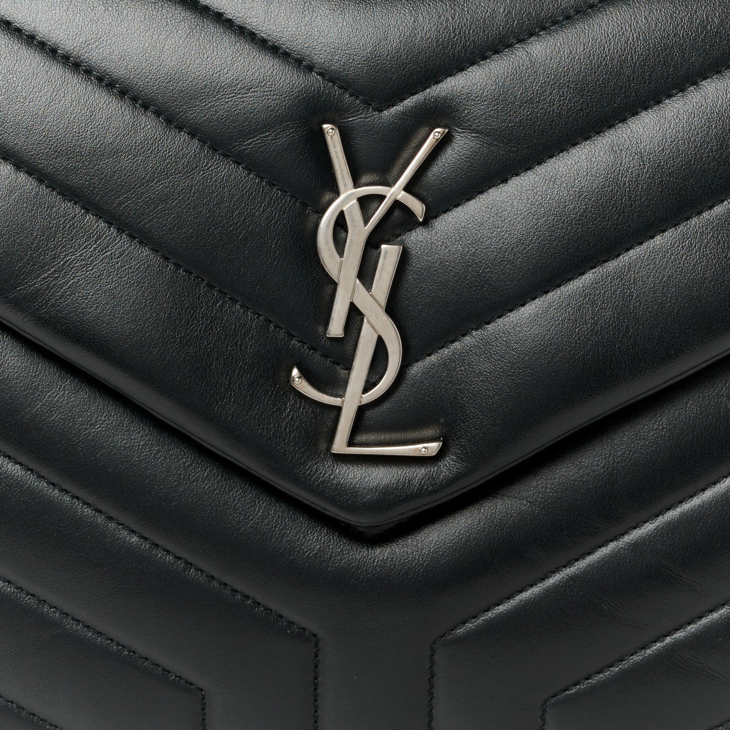 Saint Laurent Calfskin Y Quilted Monogram Medium Loulou Chain Satchel Black 9 of 11