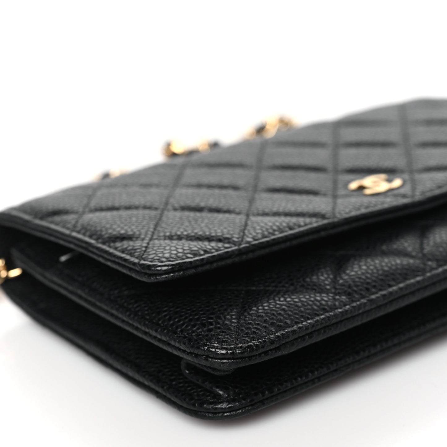 Caviar Quilted Wallet on Chain WOC Black