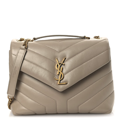 Saint Laurent Calfskin Y Quilted Monogram Small Loulou Chain Satchel Dark Beige 1 of 10